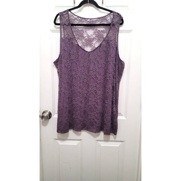 Torrid Women's Plus Size Lace Overlay Lavender Sleeveless Top Size 4XL - Picture 1 of 8